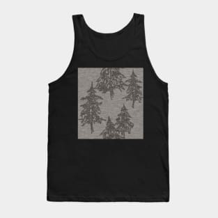 Evergreen Trees - Dark Grey Linen Texture Tank Top